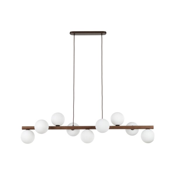 Suspension métal bois verre L : 117 cm H : max. 125 cm 9x G9