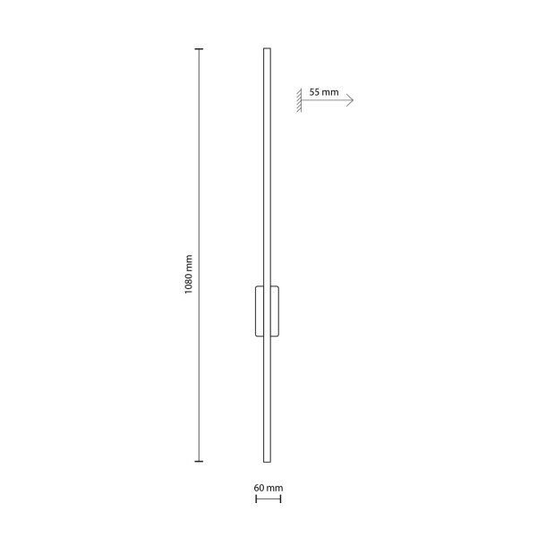 Applique LED métal bois 108 cm de haut indirecte noire 3000 K