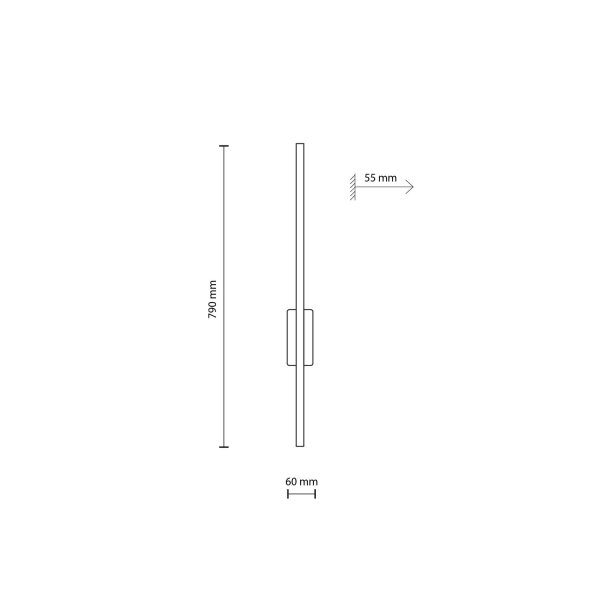 Applique LED métal bois 78 cm de haut lumière indirecte 3000 K