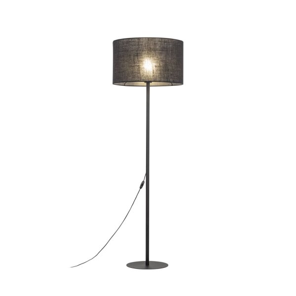 Lampadaire Noir 160 cm Ø 50 cm Métal Tissu E27