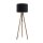 Lampadaire noir hauteur 145 cm trépied bois tissu E27