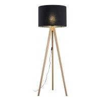 Lampadaire Trépied 145 cm petit pin noir bois...