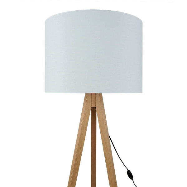 Lampadaire petit 145 cm trépied E27 tissu bois salon