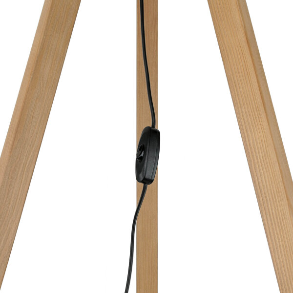 Lampadaire petit 145 cm trépied E27 tissu bois salon