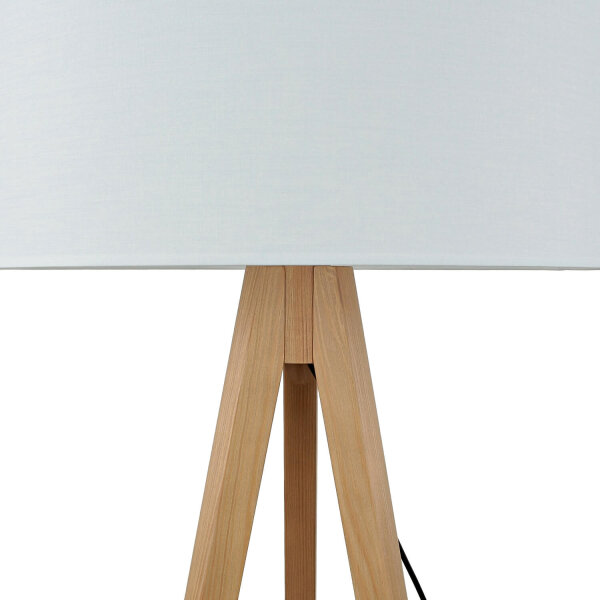 Lampadaire petit 145 cm trépied E27 tissu bois salon