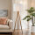 Lampadaire petit 145 cm trépied E27 tissu bois salon