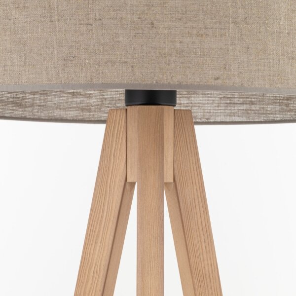 Lampadaire Trépied 145 cm petit E27 bois lin NOLAN