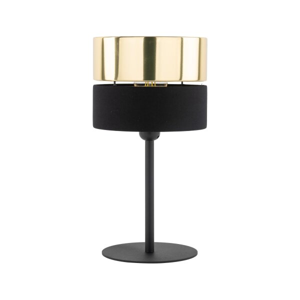 Lampe de table noir or 38,5 cm Ø 20 cm H : tissu métal E27