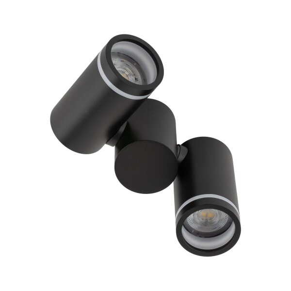 Spot de plafond métal petit L : 17 cm noir 2x GU10