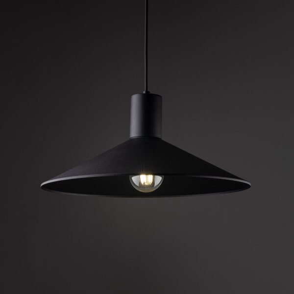 Lampe à suspendre ronde Ø 36 cm Noir Métal E27 Design rétro
