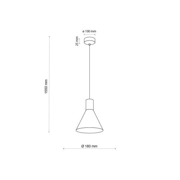 Suspension Métal E27 Noir Ø 18 cm H : max. 155 cm Rétro
