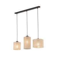 Suspension 3 flammes tissu m&eacute;tal L : 79 cm E27 Boho