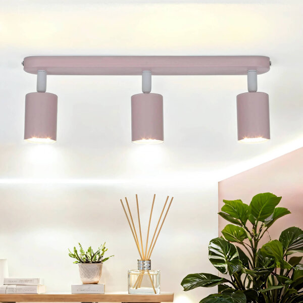 Spot de plafond métal rose GU10 52 cm long chambre denfant