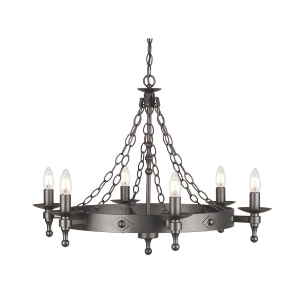 Suspension CAMELOT 9 fer noir Ø74cm Lampe