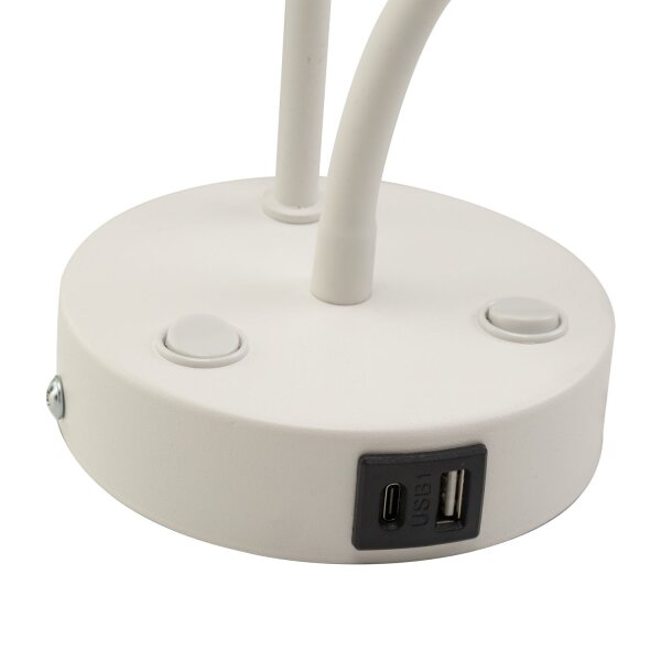 Applique murale avec fonction de recharge USB Interrupteur Col de cygne Blanc