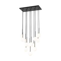 Suspension Boule Verre Métal L : 60 cm Noir Blanc...