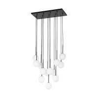 Suspension Boule Verre Métal L : 60 cm Noir Blanc...