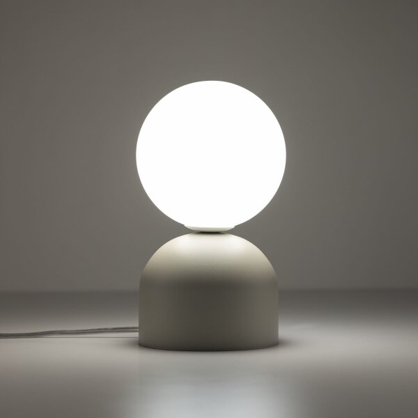 Petite lampe de table H : 21 cm Ø 12 cm Beige Blanc Métal Verre G9
