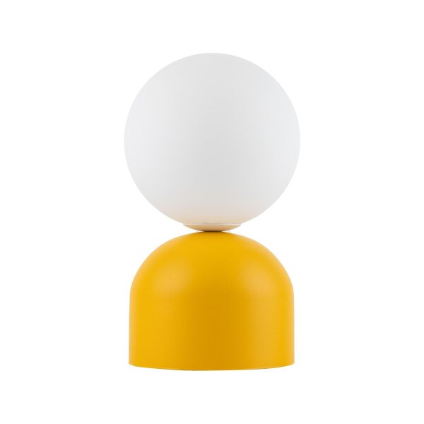 Lampe de table rétro verre métal H : 21 cm petit jaune blanc G9