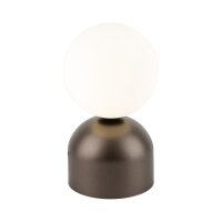 Lampe de table verre m&eacute;tal H : 21 cm brun blanc G9...