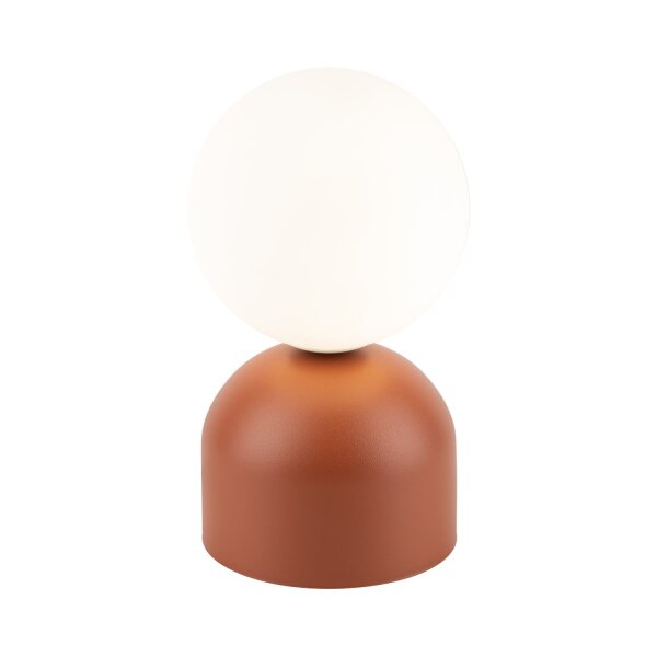 Lampe de table verre métal H : 21 cm petit rouge blanc G9 boule