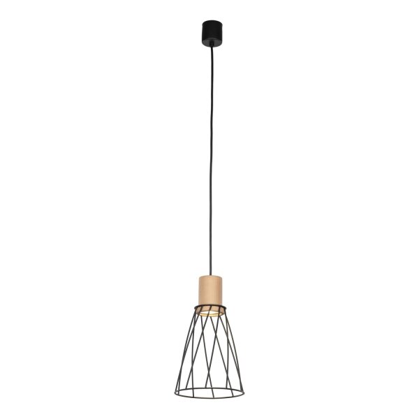 Suspension métal bois Ø 16cm petit H : max. 1,7 m GU10