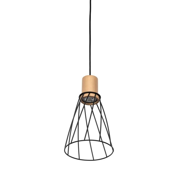 Suspension métal bois Ø 16cm petit H : max. 1,7 m GU10
