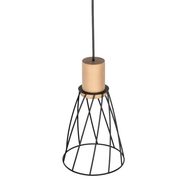 Suspension métal bois Ø 16cm petit H : max. 1,7 m GU10
