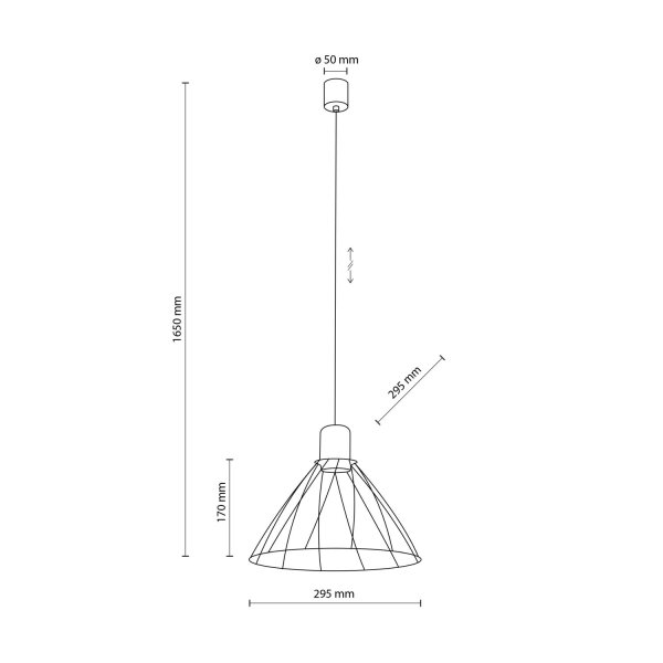 Suspension Métal Noir Ø 29,5 cm H : max. 165 cm GU10