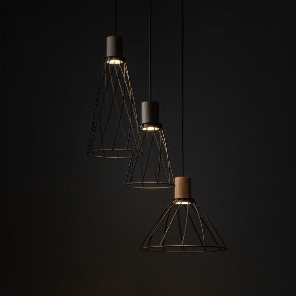 Suspension 3 flammes métal bois Ø 50 cm réglable GU10