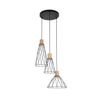 Suspension 3 flammes métal bois Ø 50 cm...