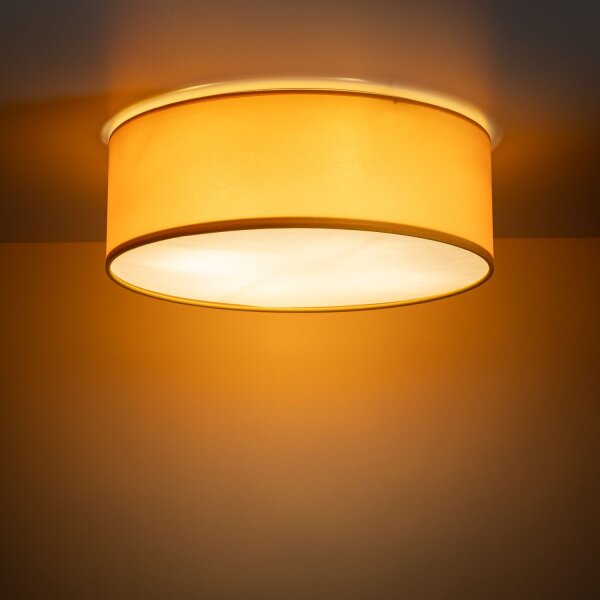 Lampe de plafond chambre denfant jaune ronde Ø 38 cm tissu 4x E27