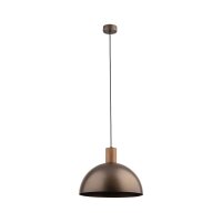 Lampe à suspendre métal bois brun ronde...