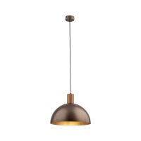 Lampe à suspendre métal bois brun ronde...