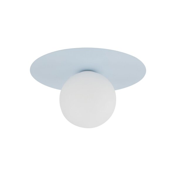 Lampe pour chambre denfant verre métal G9 ronde Ø 25 cm bleu clair blanc