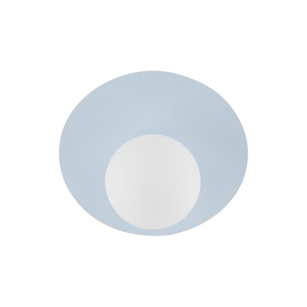 Lampe pour chambre denfant verre métal G9 ronde Ø 25 cm bleu clair blanc