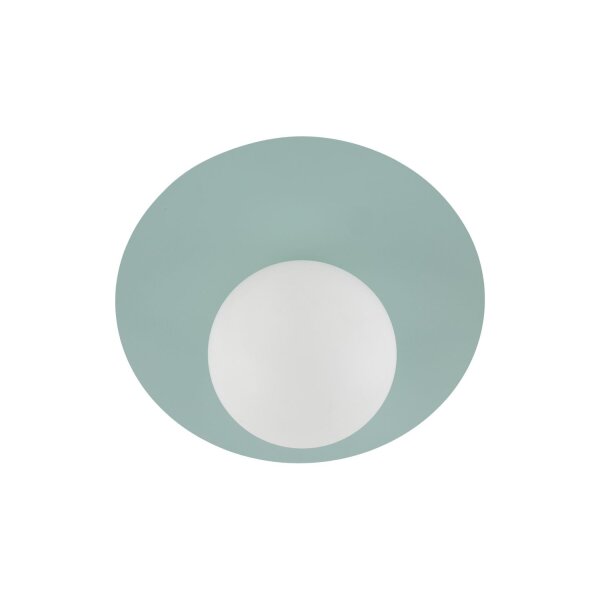 Lampe de plafond chambre denfant ronde Ø25cm métal verre G9 menthe blanche
