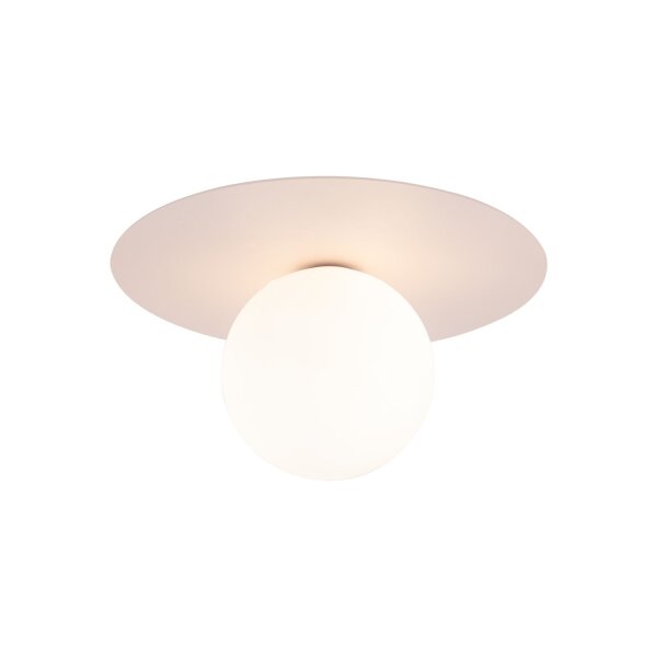 Lampe pour chambre denfant Plafond Rose Blanc Métal Verre G9 Ø 25cm rond