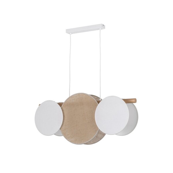 Suspension tissu bois métal 80 cm long 3x E27 IAN
