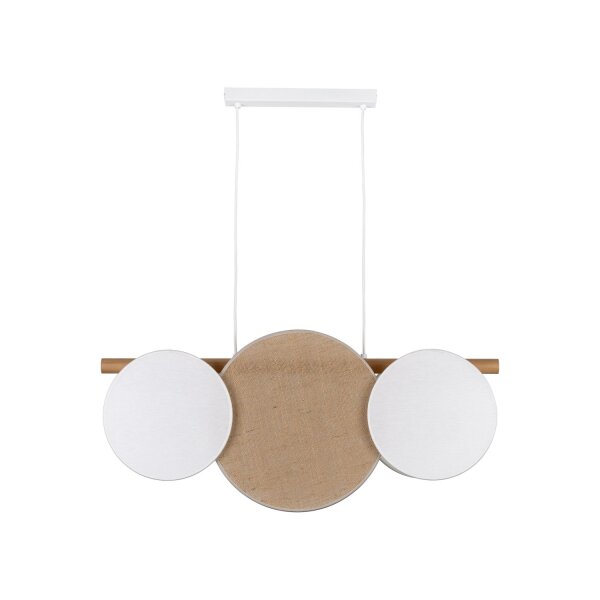 Suspension tissu bois métal 80 cm long 3x E27 IAN