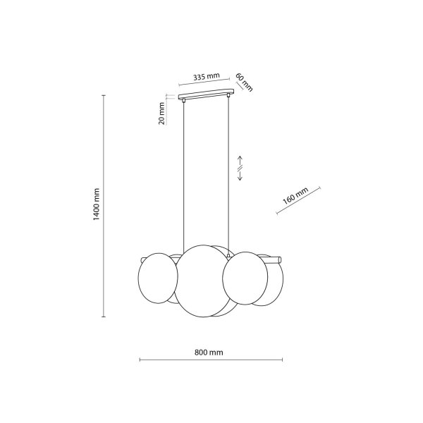 Suspension tissu bois métal 80 cm long 3x E27 IAN