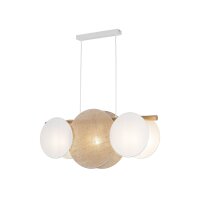 Suspension tissu bois métal 80 cm long 3x E27 IAN