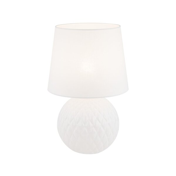 Lampe de table Blanc 60 cm de haut Ø 38 cm Verre Tissu DOLORES