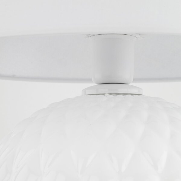 Lampe de table Blanc 60 cm de haut Ø 38 cm Verre Tissu DOLORES