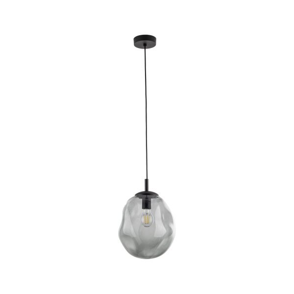 Lampe à suspendre verre fumé E27 L : 25 cm H : max. 175 cm Noir Gris