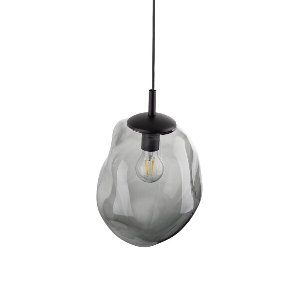 Lampe à suspendre verre fumé E27 L : 25 cm H : max. 175 cm Noir Gris