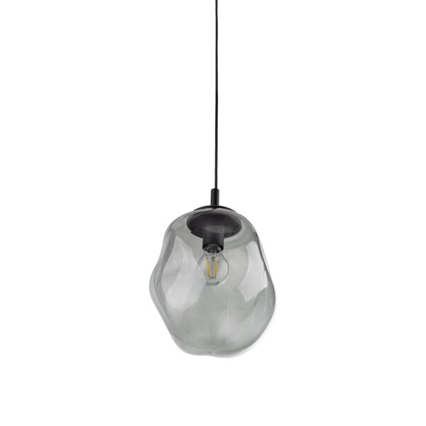 Lampe à suspendre verre fumé E27 L : 25 cm H : max. 175 cm Noir Gris