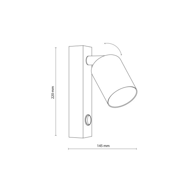 Spot mural en métal avec interrupteur brun GU10 orientable H : 22 cm