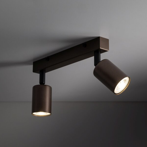 Spot de plafond métal brun 39 cm petit GU10 2 flammes LIDIA