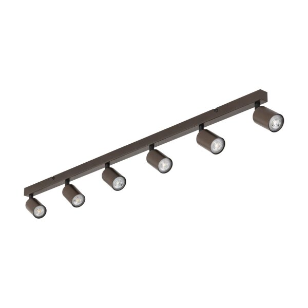 Spot de plafond 127 cm de long 6-flamme métal brun GU10